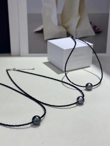 Spinel & Tahitian Pearl Pendant | 9–10mm · Dark Luster · S925 Sterling Silver