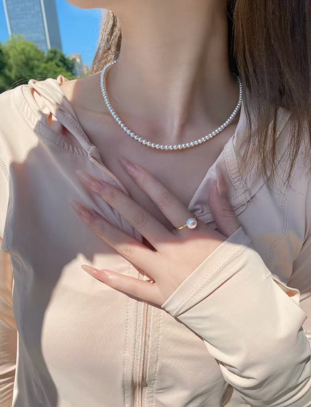 Mini Freshwater Pearl Necklace | 3–4mm High-Luster Pearls · Near-Flawless · S925 Silver Chain End