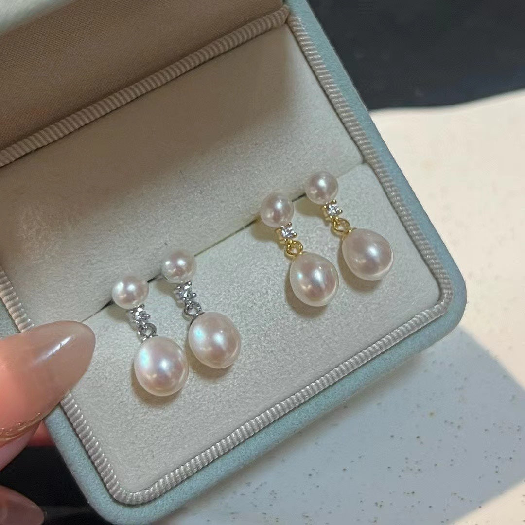 Teardrop Pearl Stud Earrings | 5–6mm Natural Freshwater Pearls · S925 Silver with Copper Plating · Minimal &amp; Versatile