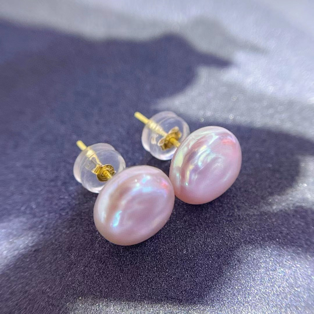 Baroque Button Pearl Stud Earrings | Plump &amp; Smooth · S925 Sterling Silver · Rare &amp; Stylish