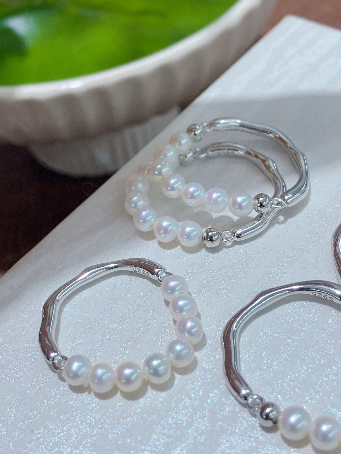 French-Style Mini Pearl Ring | 3–4mm Natural Rice Pearls · Fine Luster · Full S925 Silver