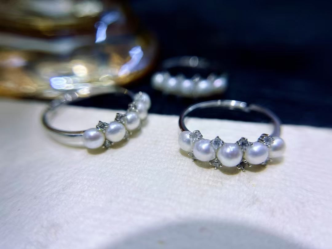 Multi-Pearl Stacking Ring | Natural Freshwater Pearls · Delicate &amp; Compact · Full S925 Silver