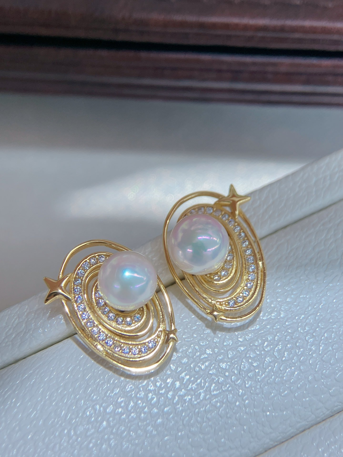 Galaxy Sparkle Series Akoya Pearl Earrings | 6–7mm Round Pearls · S925 Silver · Starlight Elegance