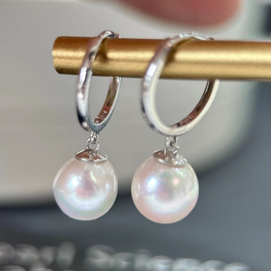 Akoya Baroque Pearl Earrings | 8–9mm Pink Iridescence · S925 Sterling Silver · Brilliant Luster