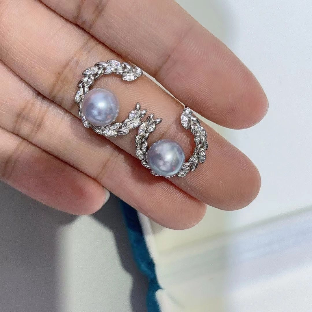 Premium Akoya Pearl Stud Earrings | 8–8.5mm Round Pearls · High Luster · S925 Silver Setting