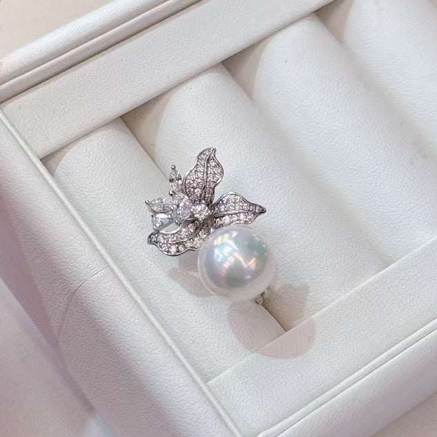 Pearl Ring | 11–12mm · Round · Strong Luster · Adjustable S925 Sterling Silver