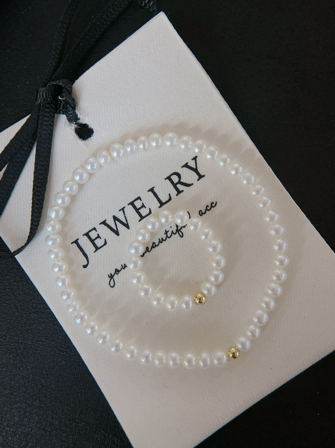 Mini Freshwater Pearl Bracelet &amp; Ring Set | 3mm &amp; 2mm Near-Round Pearls · Stretch Cord · Delicate Everyday Elegance