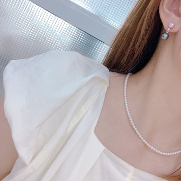 Double Pearl Earrings — 6–7mm Akoya & 8–9mm Tahitian | Black S925 Sterling Silver