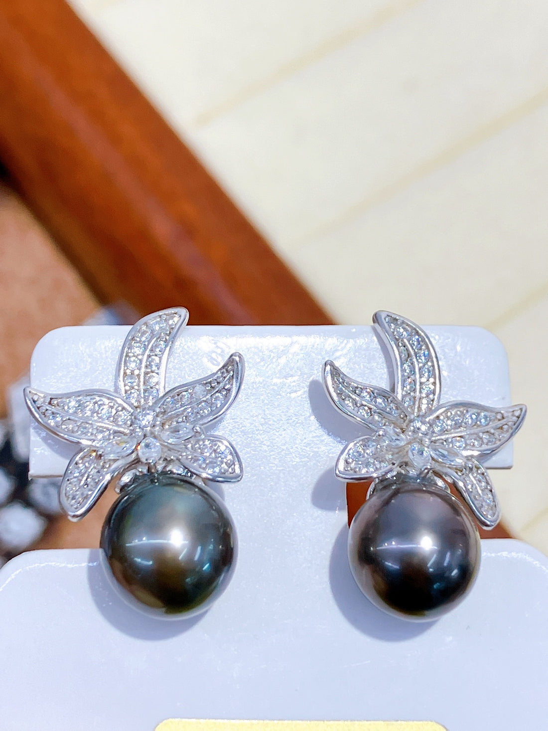 Tahitian Black Pearl Earrings | Near Flawless · Strong Luster · S925 Sterling Silver