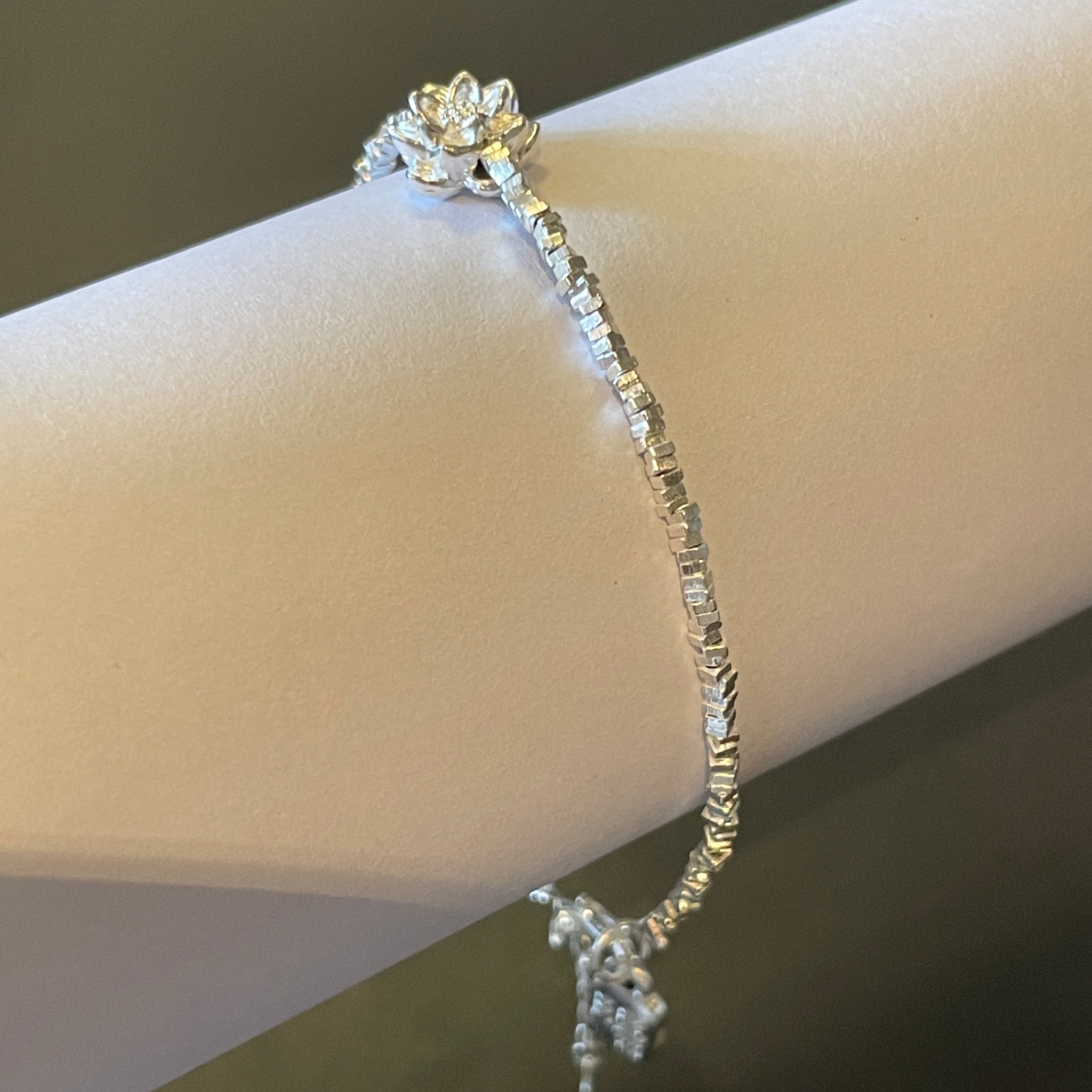 Clasp Bracelet | Sterling Silver & Sunflower Design · Textured Accents