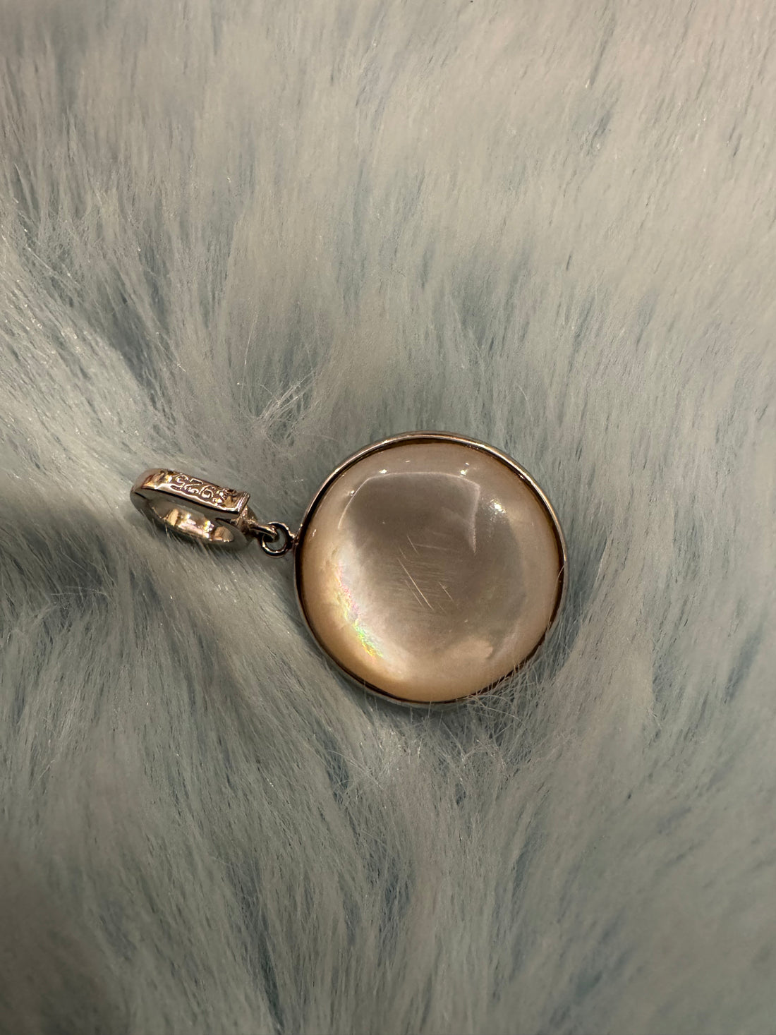 Mabe Pearl Pendant | 16mm Saltwater Pearl · Silky Luster with Blue Overtone · Silver Bezel &amp; Universal Clasp