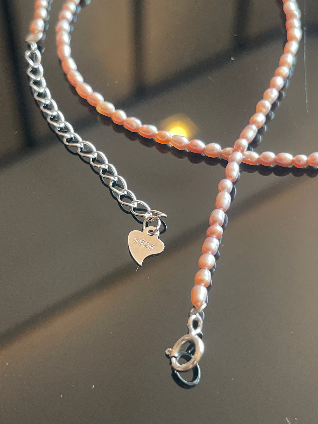 Lavender Nucleation-Free Freshwater Pearl Necklace | 1.2–2.6mm Oval Pearls · Single Strand · S925 Silver Extender Clasp