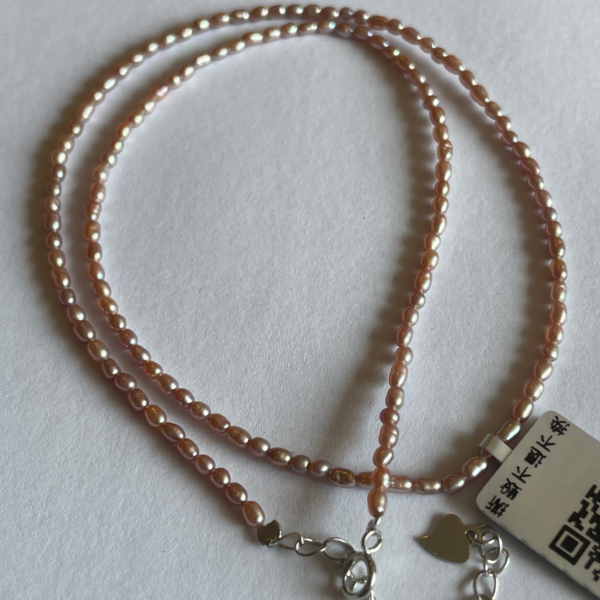 Collier de perles d'eau douce lavande sans nucléation | Perles ovales de 1,2 à 2,6 mm · Rang unique · Fermoir rallonge en argent S925
