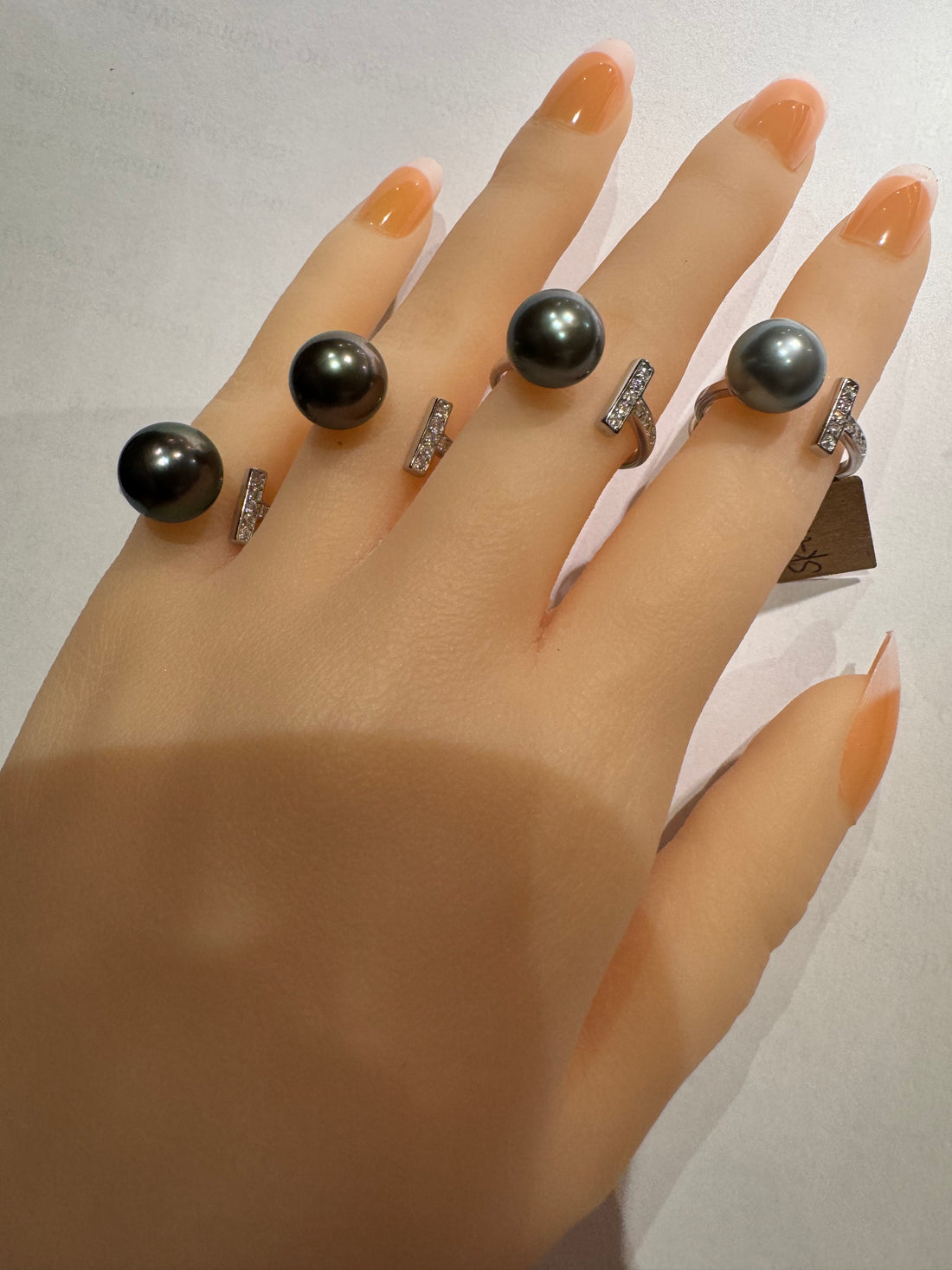 T-Bar Open Ring | Adjustable Size · Tahitian Black Pearl · S925 Sterling Silver