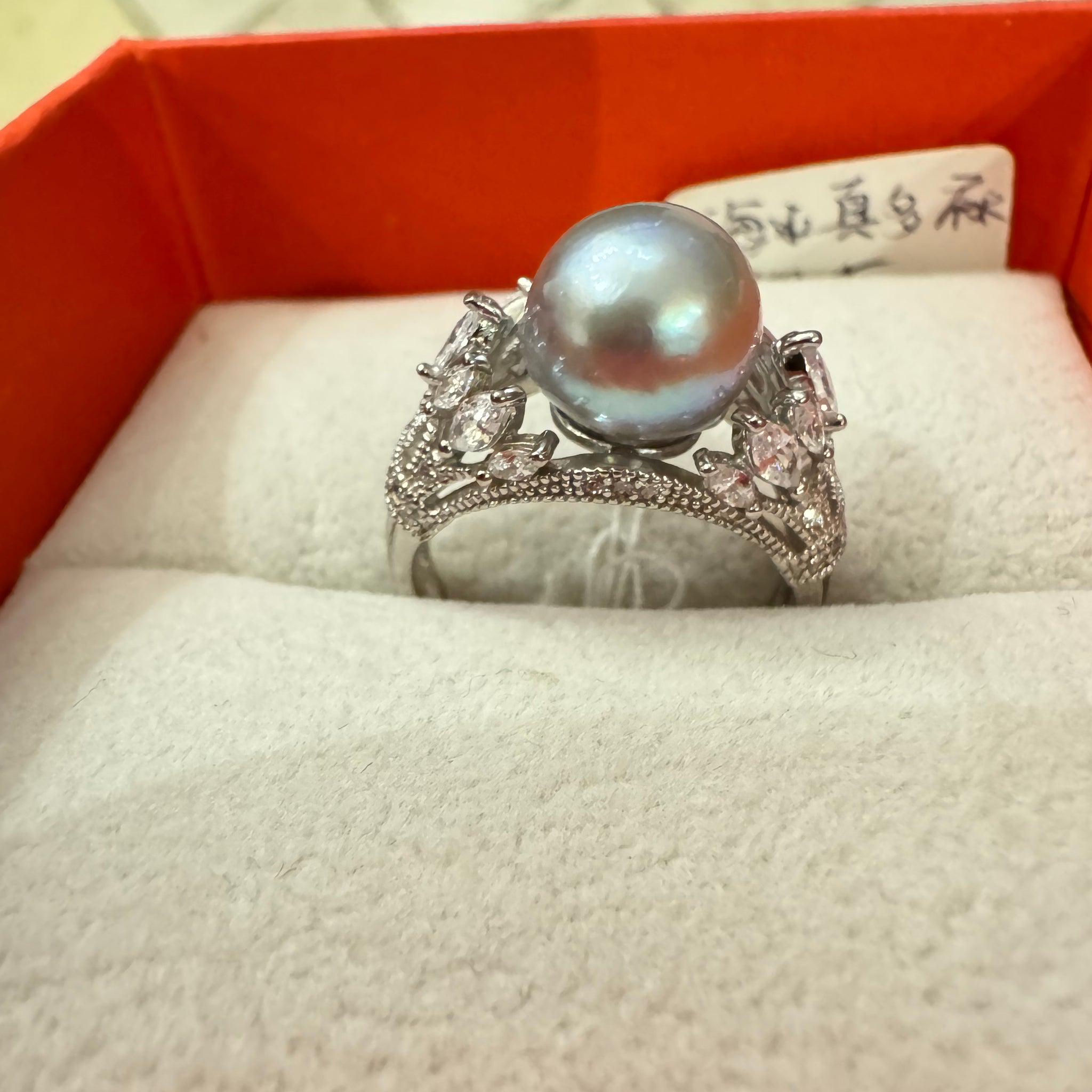 Akoya Pearl Adjustable Ring | 9–10mm · Strong Luster · Zircon-Set 925 Sterling Silver