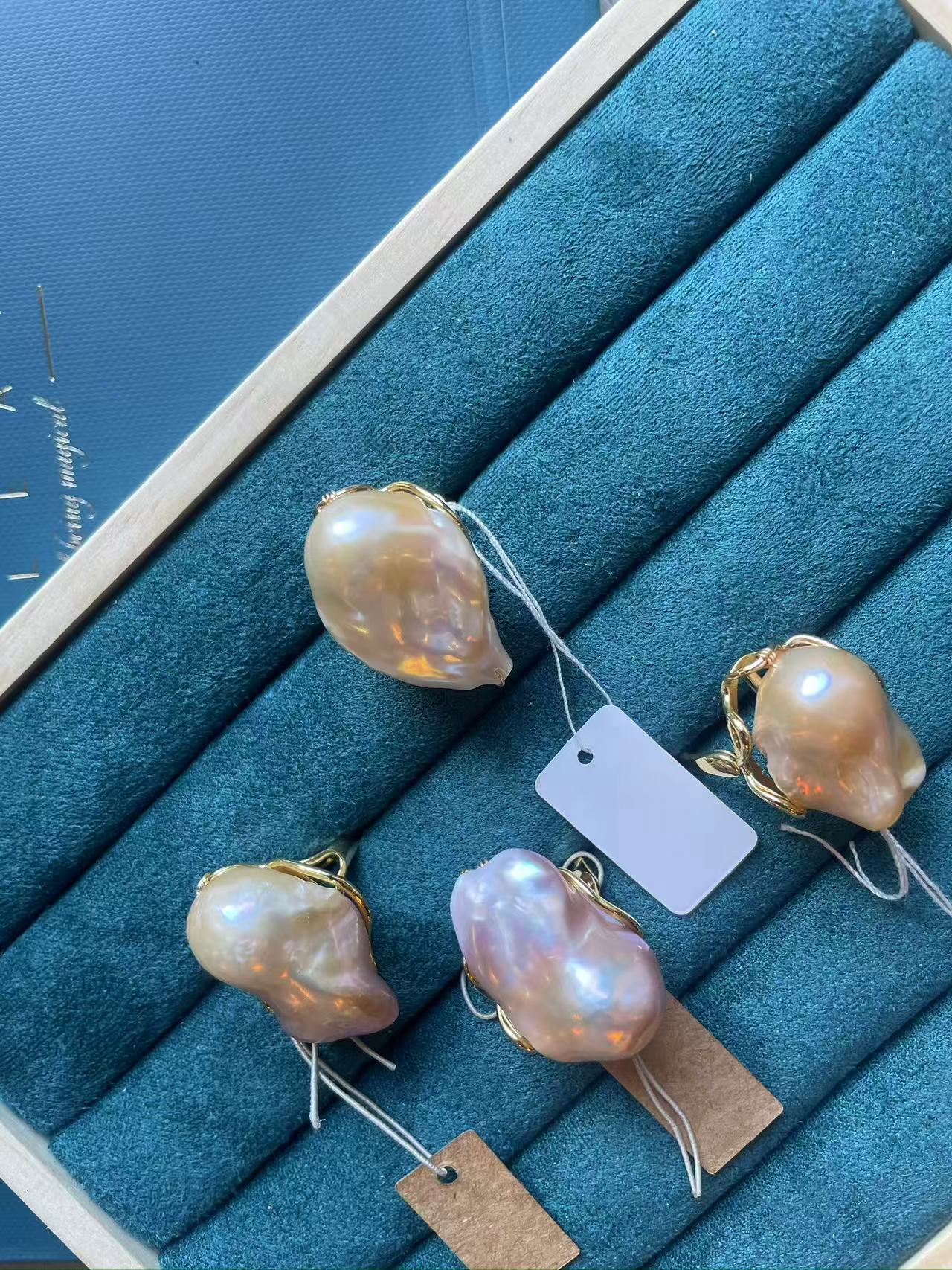 Baroque Pearl Ring | Oversized Design · Gold-Tone Metal · Tarnish Resistant · Random Styles