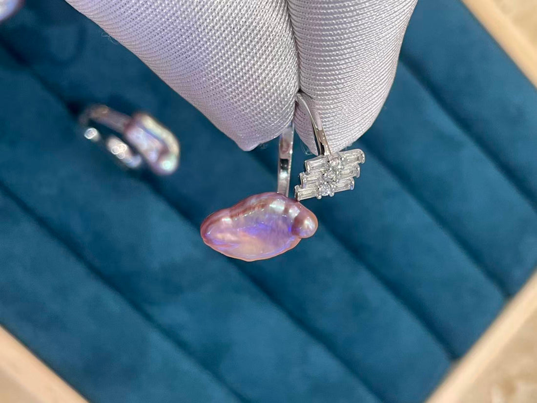 Freshwater Pearl Ring | Purple Nucleation-Free Pearls · Zircon-Set S925 Sterling Silver · Random Shipment