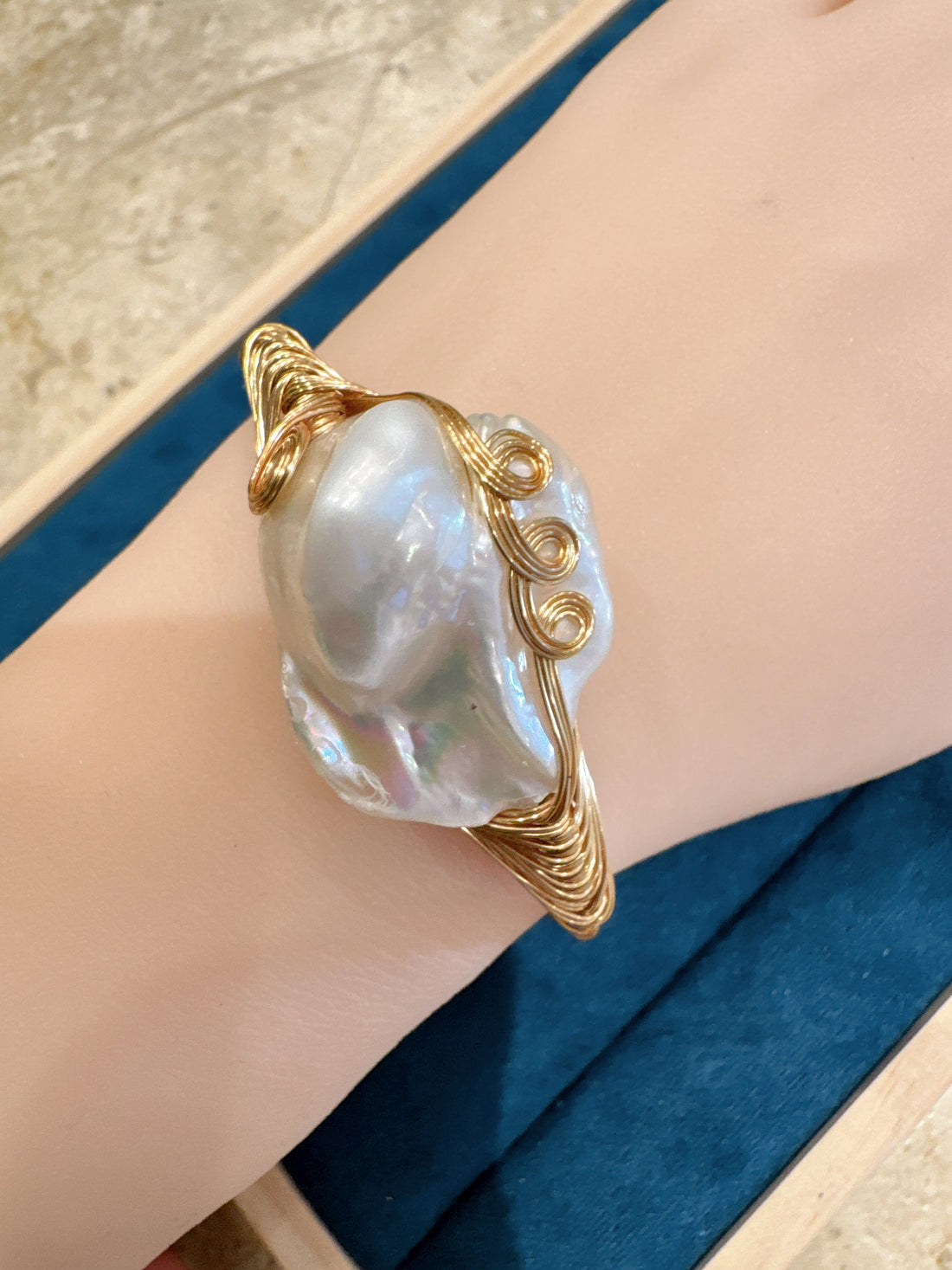 Baroque Pearl Statement Pendant | 20–45mm · Iridescent White · Brushed Metal Setting with Accent Pearls
