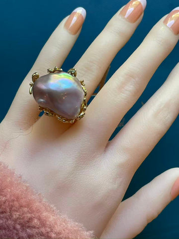 Baroque Freshwater Pearl Ring | Purple-Pink Tone · Adjustable · Tarnish-Resistant Metal · Random Shipment