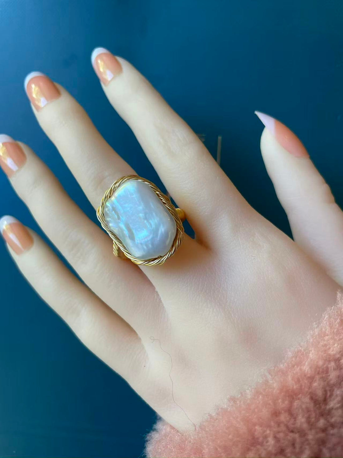 aroque Freshwater Pearl Ring | Square Pearl · Adjustable · Tarnish-Resistant Metal · Random Shipment