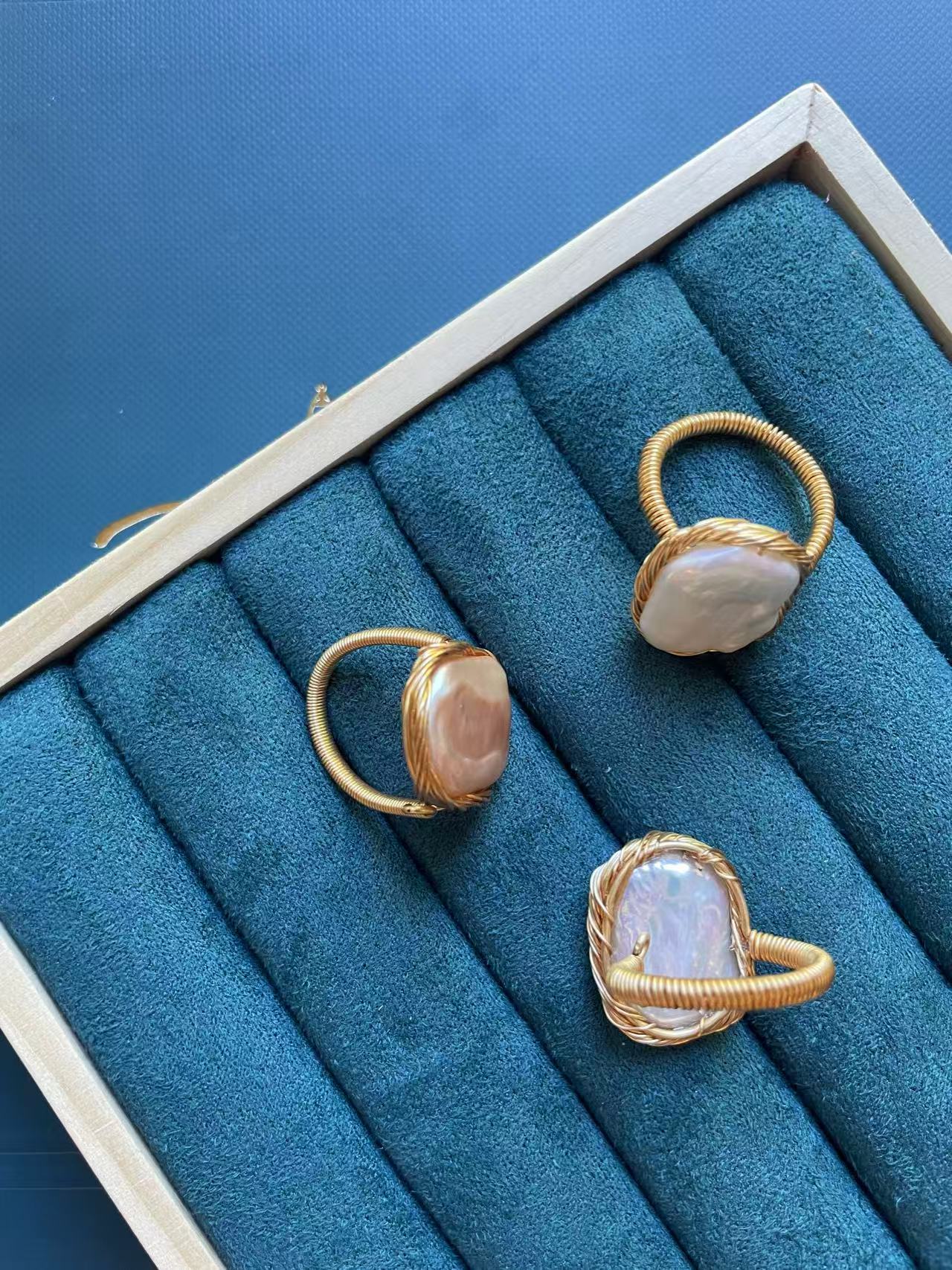 aroque Freshwater Pearl Ring | Square Pearl · Adjustable · Tarnish-Resistant Metal · Random Shipment