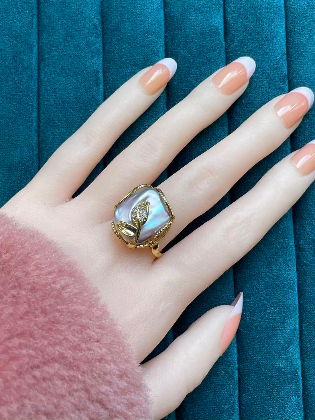 Baroque Freshwater Pearl Ring | Square Lavender Pearl · Adjustable · Tarnish-Resistant Metal