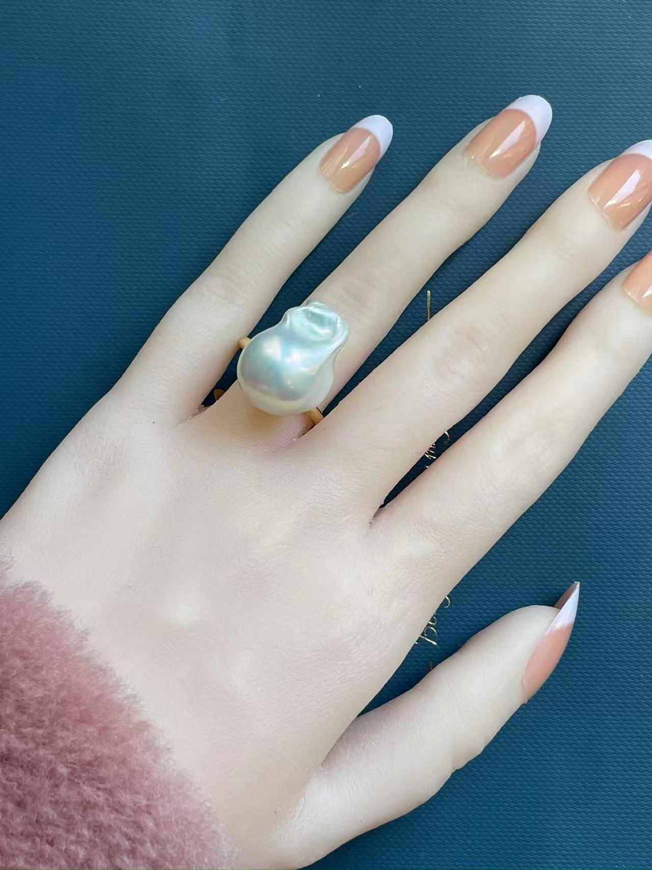 Baroque Freshwater Pearl Ring | 14–28mm · White Pearl · Adjustable · Tarnish-Resistant Metal