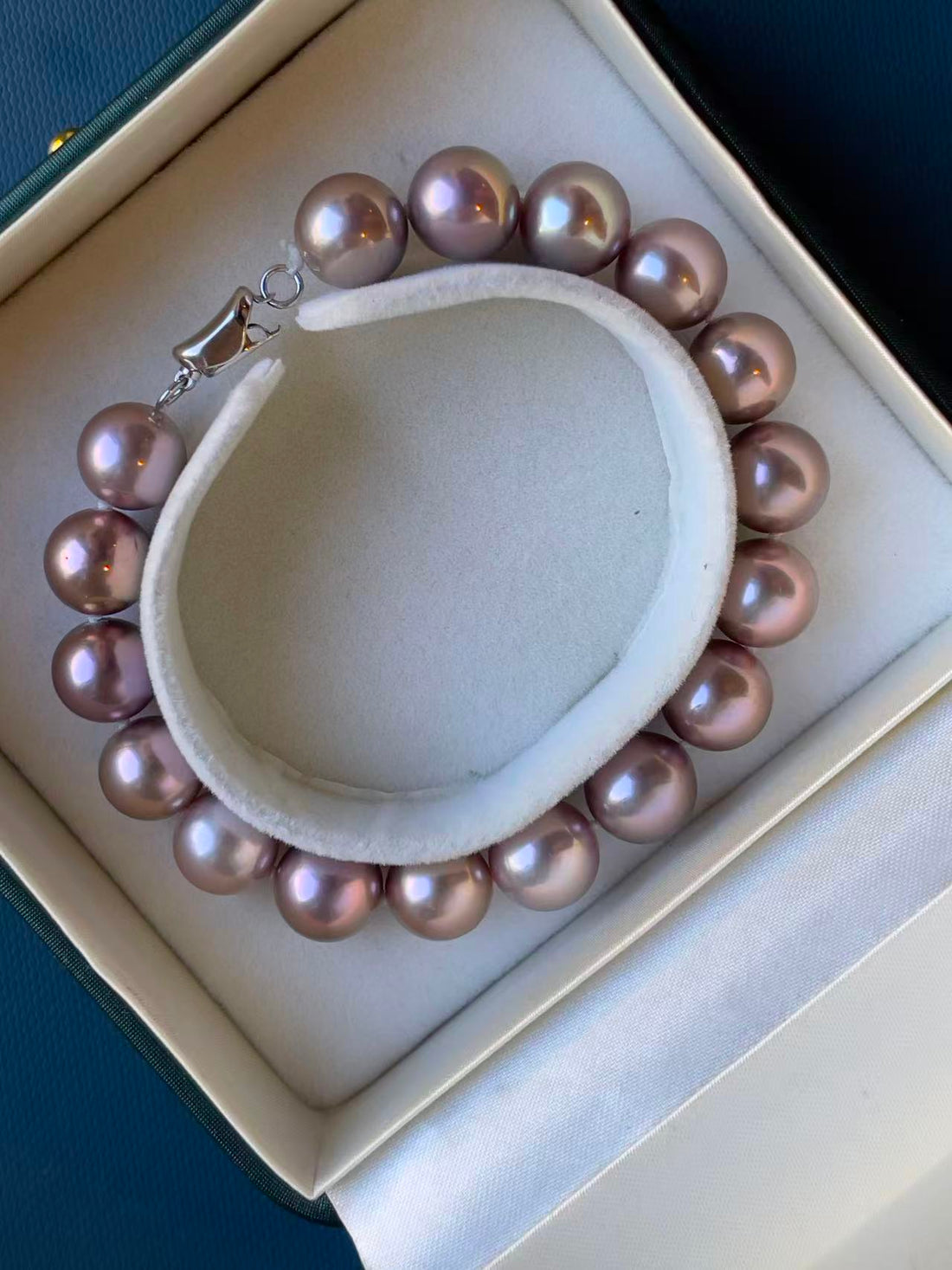 Freshwater Pearl Bracelet | 9.8–10.6mm · Rare Copper-Purple Hue · Nearly Round · S925 Sterling Silver