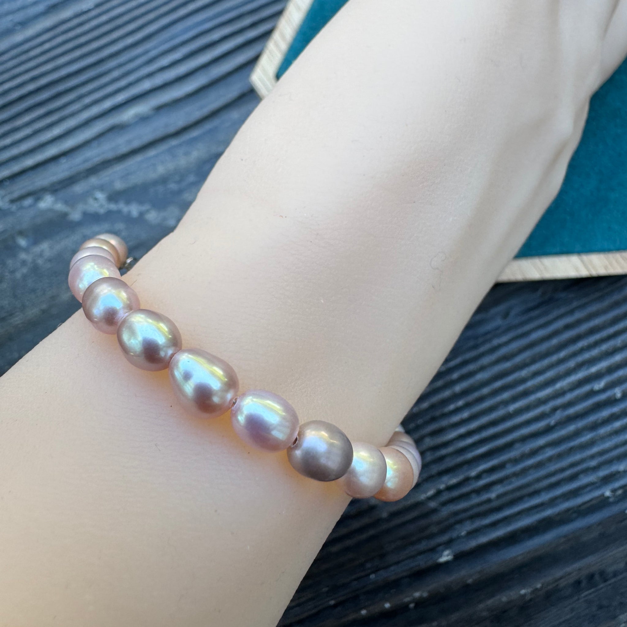 Freshwater Pearl Bracelet | 5.2–6.2mm · Oval · Lavender-Pink Mix · Strong Luster · S925 Sterling Silver · Adjustable Length