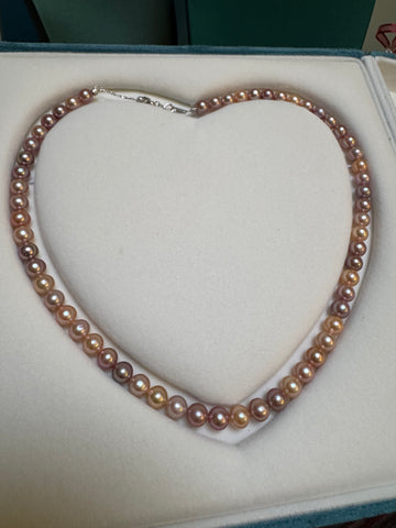 Freshwater Multicolor Pearl Necklace | 6–7mm Near-Round · Strong Luster · S925 Sterling Silver Adjustable Clasp