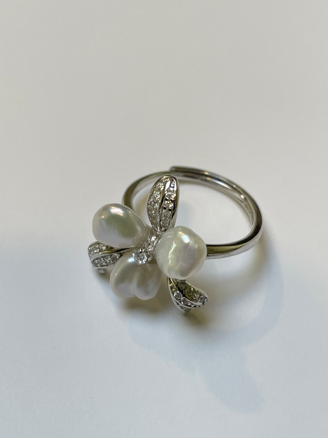 Adjustable Freshwater Pearl Ring | Open Band · S925 Silver · Color May Vary Slightly