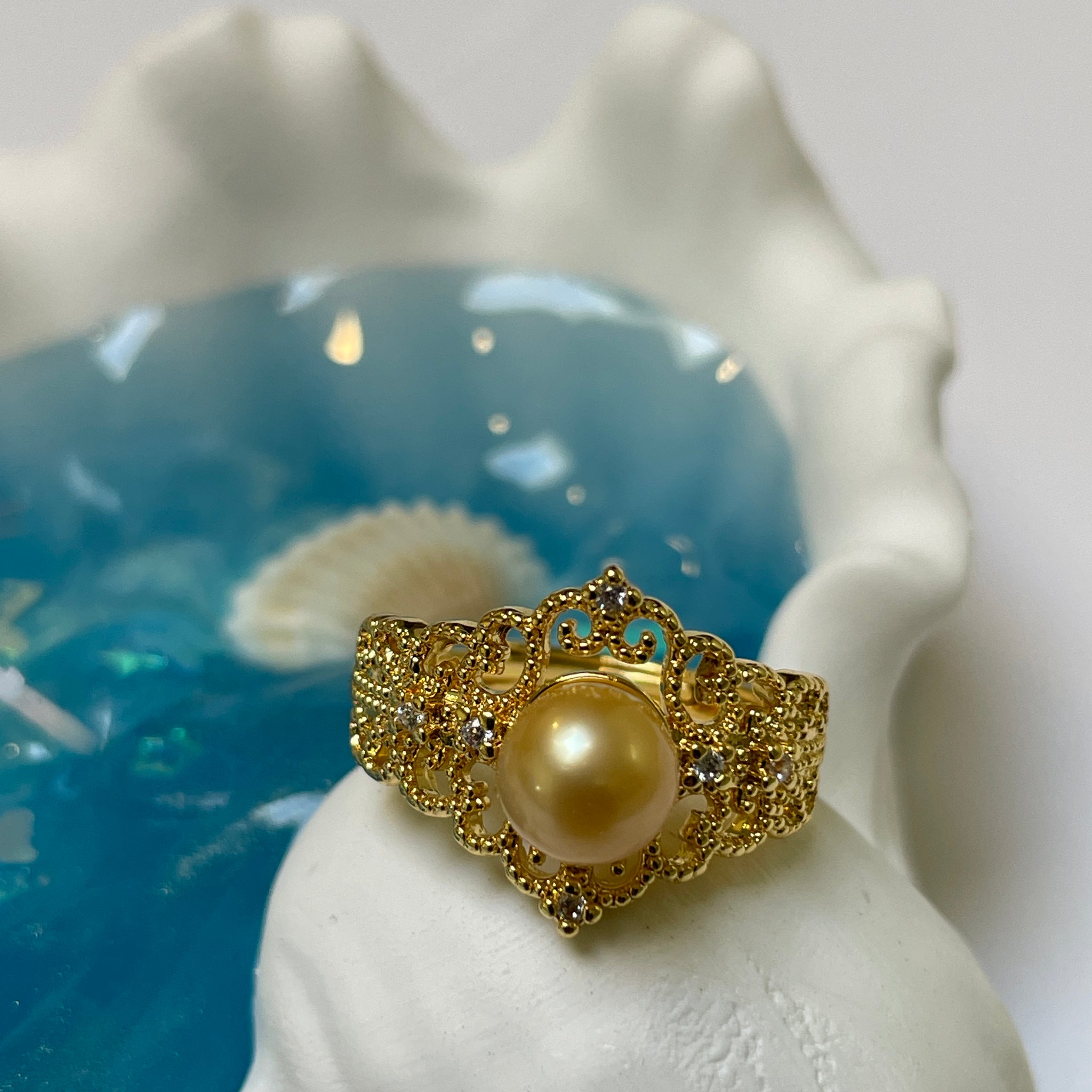 Freshwater Pearl Ring | 6.5mm · Petite Design · Adjustable · Anti-Oxidation Metal