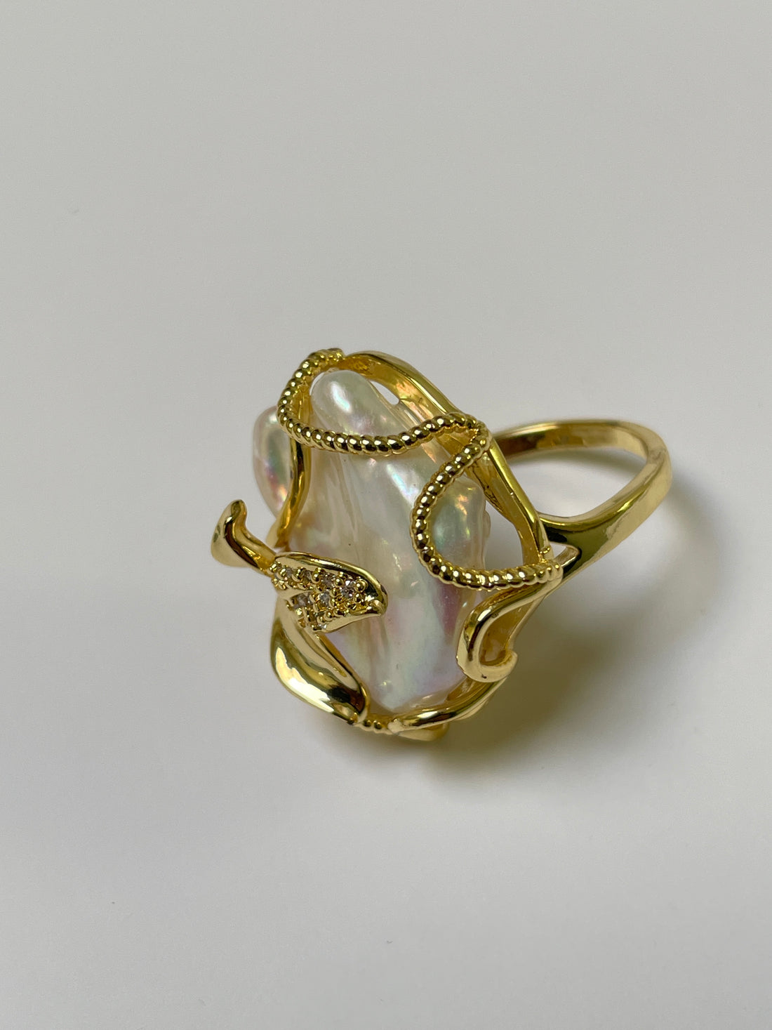 Baroque Freshwater Pearl Ring | Square Lavender Pearl · Adjustable · Tarnish-Resistant Metal