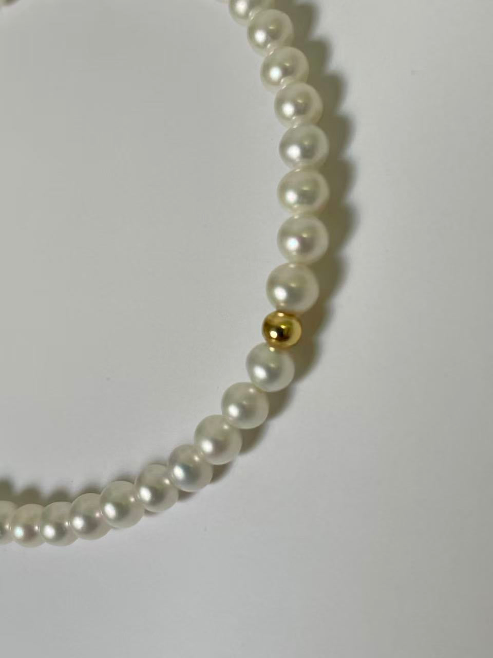 Freshwater Pearl Stretch Bracelet | 3.5mm · Bright White Tone · Elastic Fit · Anti-Oxidation Metal Beads