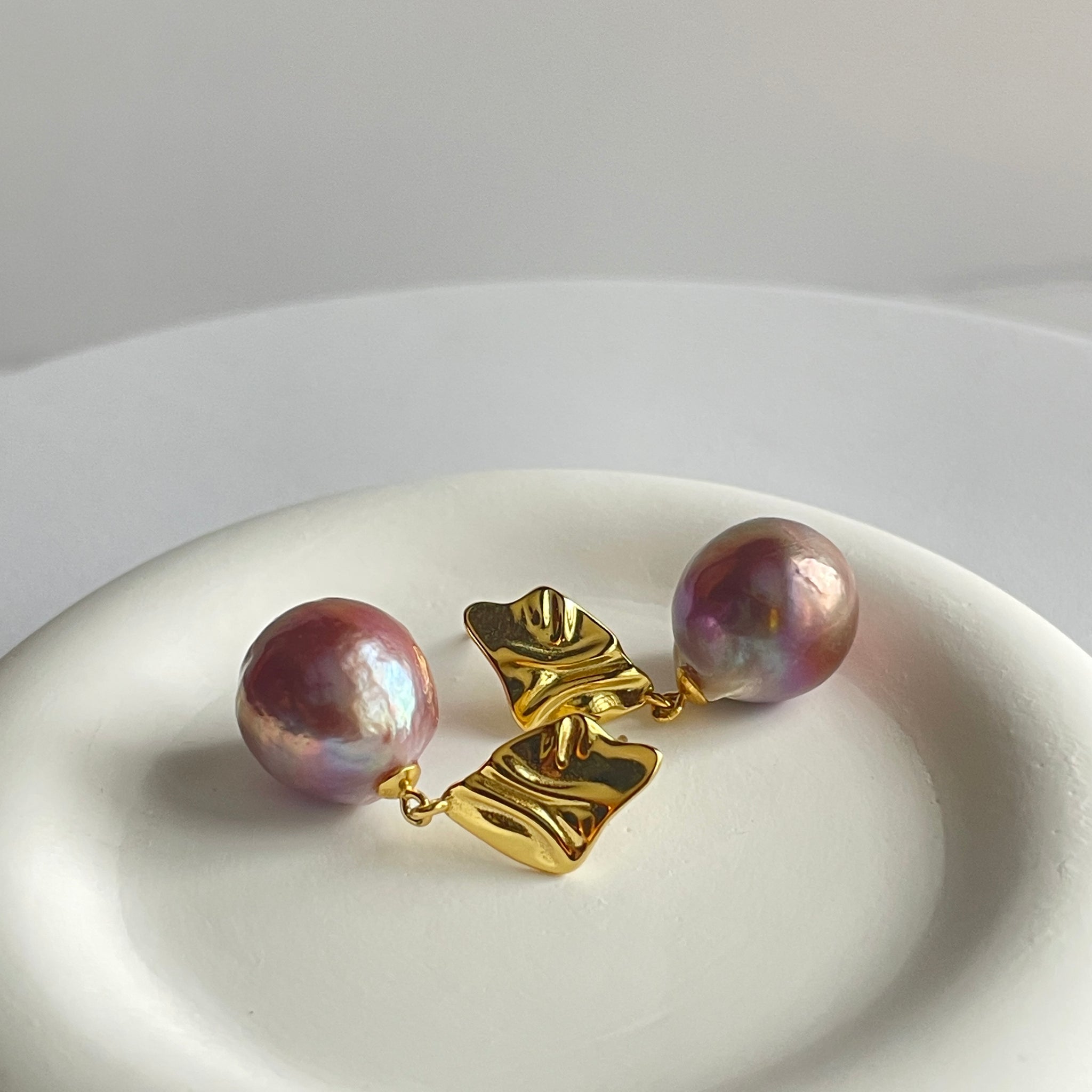 Freshwater Baroque Pearl Drop Earrings | 12–13mm · Iridescent Purple · Gold-Tone Metal · 3.1cm Length