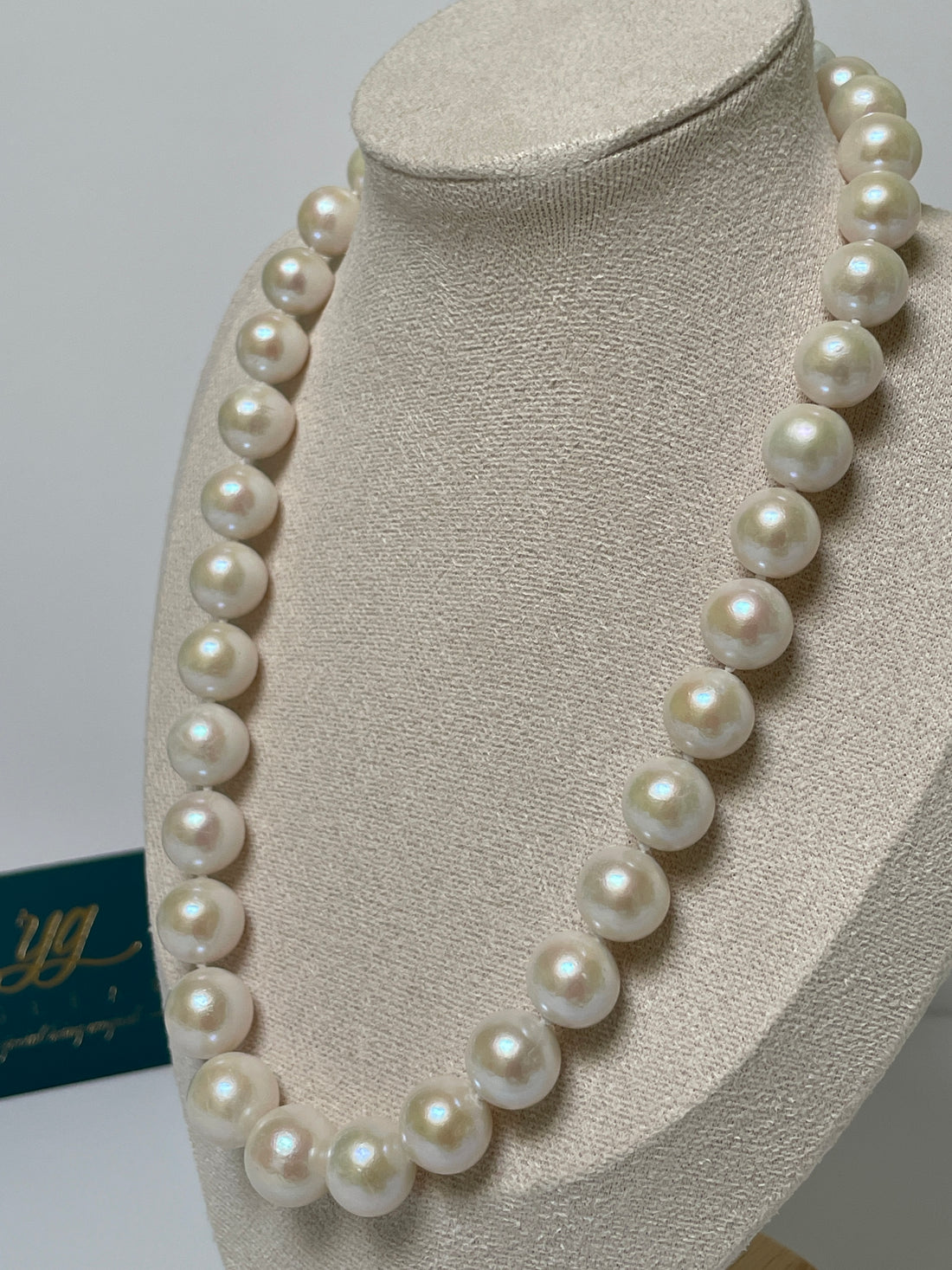 Freshwater Pearl Necklace | 11–13mm · Near Round · Golden Overtone · S925 Ingot Clasp Series: Statement Stud Series
