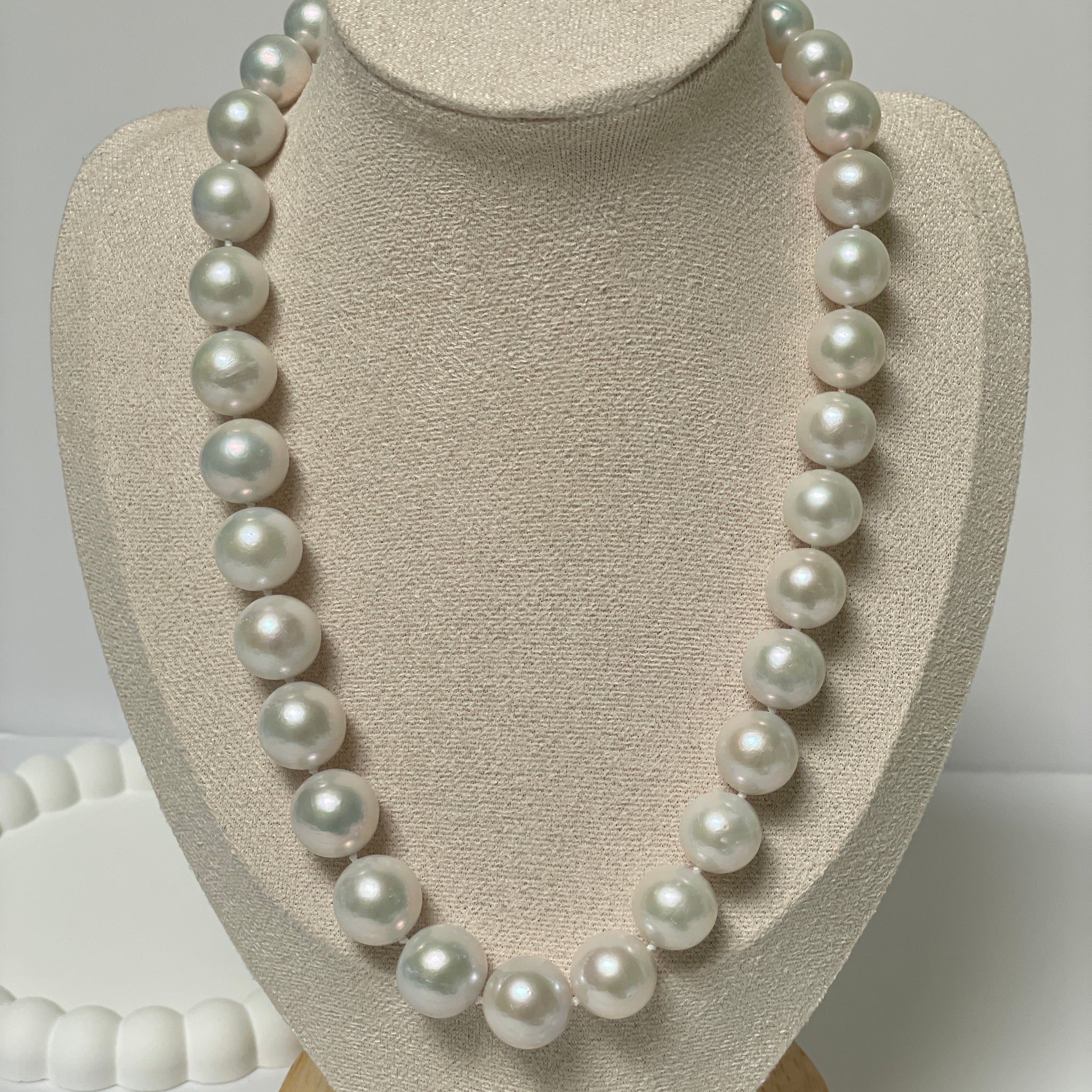 Freshwater Pearl Necklace | 11–14mm · Near Round · High Presence · S925 Ingot Clasp Series: Statement Stud Series