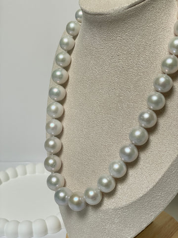 Freshwater Pearl Necklace | 11–14mm · Near Round · High Presence · S925 Ingot Clasp Series: Statement Stud Series