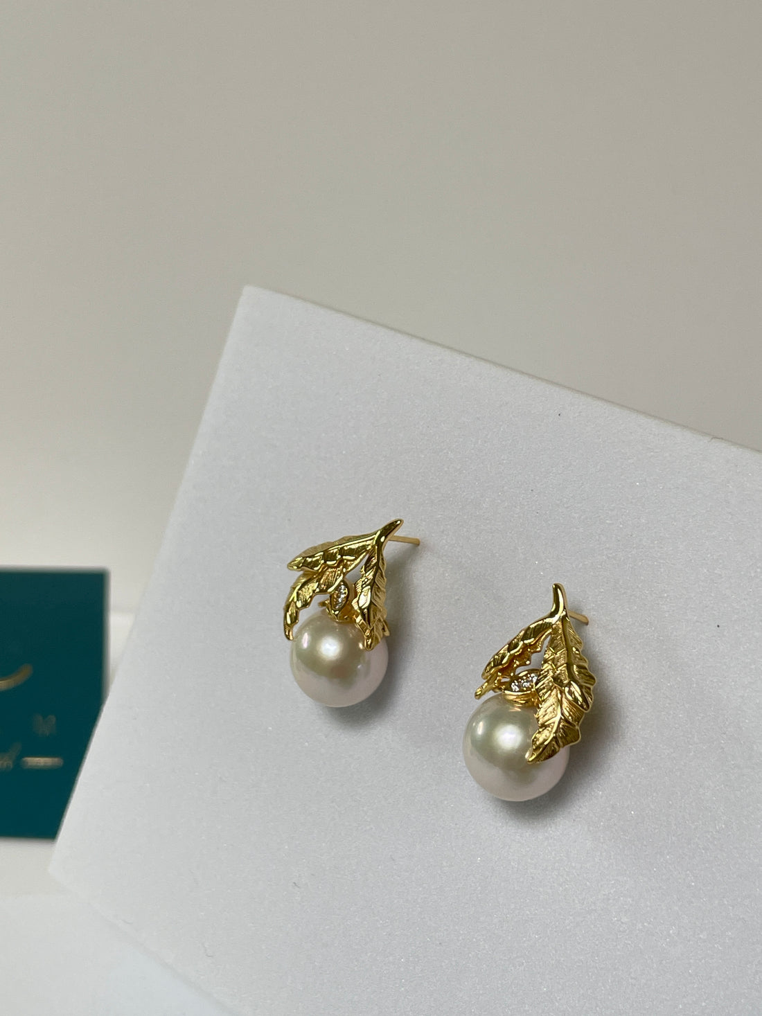 Freshwater Pearl Leaf Earrings | 11–12mm · Round · High Luster · Gold-Plated S925 &amp; Zircon Design