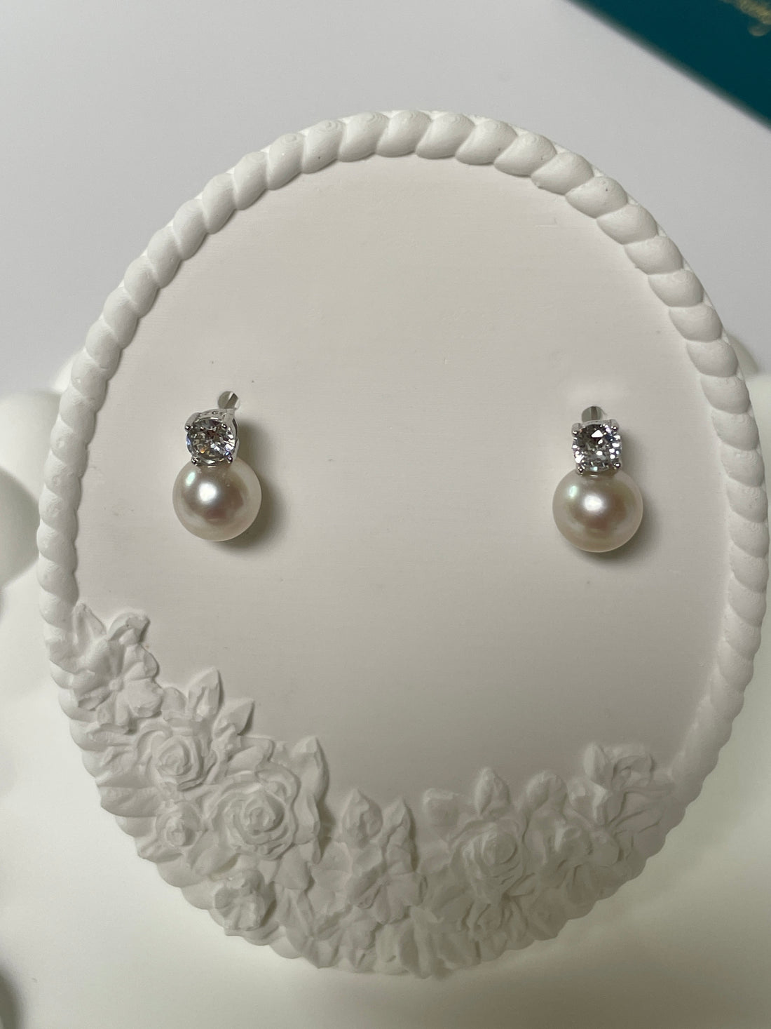 Akoya Pearl Stud Earrings | 7.5–7.6mm · Round · High Luster with Soft Pink Overtone · S925 &amp; Zircon Accents