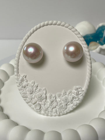 Freshwater Pearl Stud Earrings | 16–17mm · Oversized Flat-Round · High Luster · S925 Setting