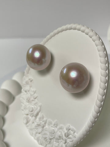 Freshwater Pearl Stud Earrings — Oversized 16–17mm Flat‑Round · High Luster · S925