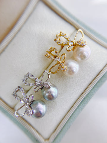 Akoya Pearl Stud Earrings | 8–9mm · Saltwater Pearls · Silver Tone · S925 Sterling Silver