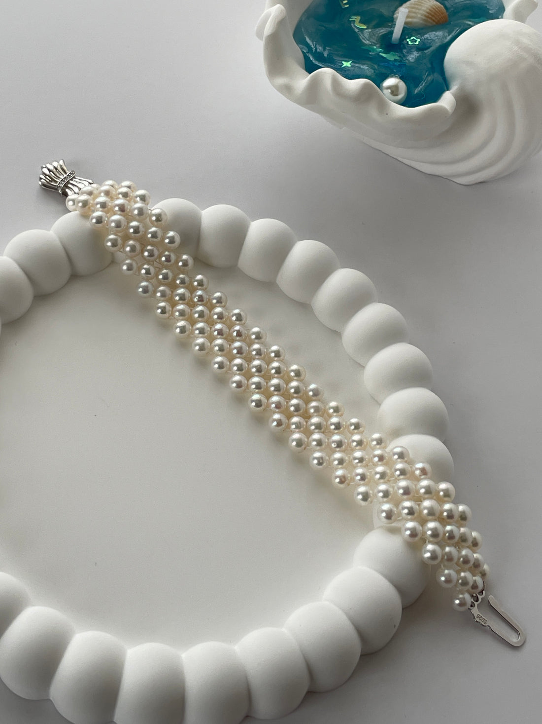Freshwater Pearl Wide-Band Bracelet | 4–5mm · Round · Bright White Luster · S925 Sterling Silver Clasp · 17.5cm