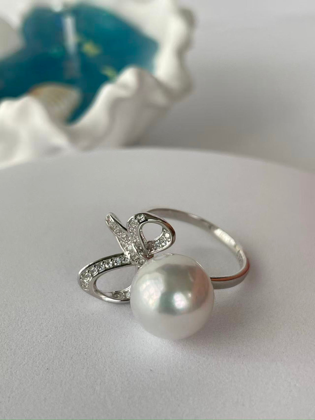 Freshwater Pearl Ring | 11–12mm · Round · High Luster · S925 Sterling Silver · Adjustable Floral Band