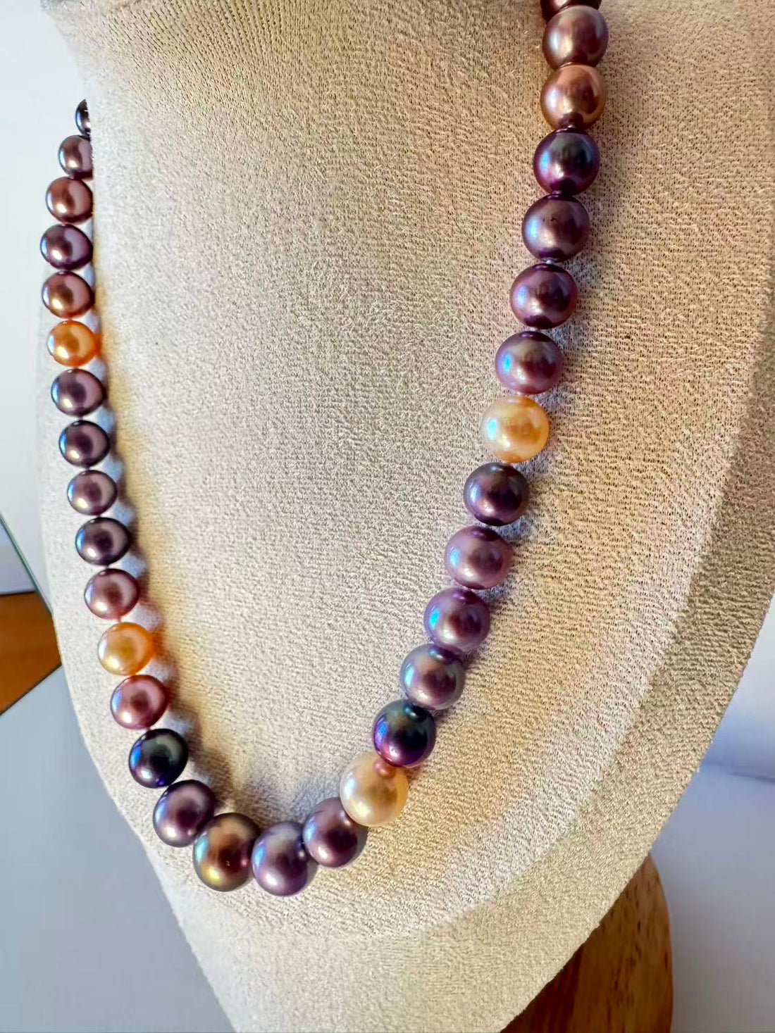 Freshwater Pearl Candy Necklace | 7–8mm to 11–12mm · Round · Natural Multicolor Iridescence · High Luster · 14K Au585 Ingot Clasp · ~43cm
