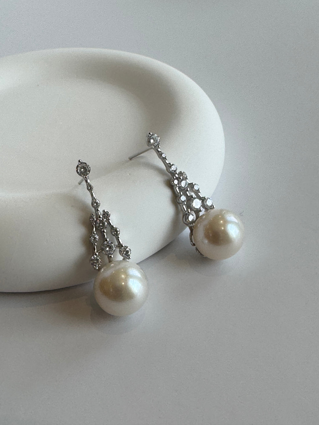 Freshwater Pearl Drop Earrings | 10–11mm · Round · High Luster · S925 Sterling Silver &amp; Zircon · 10×32mm