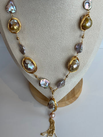 Baroque Freshwater Pearl Long Necklace | 9–13mm &amp; 13–23mm · Irregular · Natural Lavender · Adjustable Length · 90cm