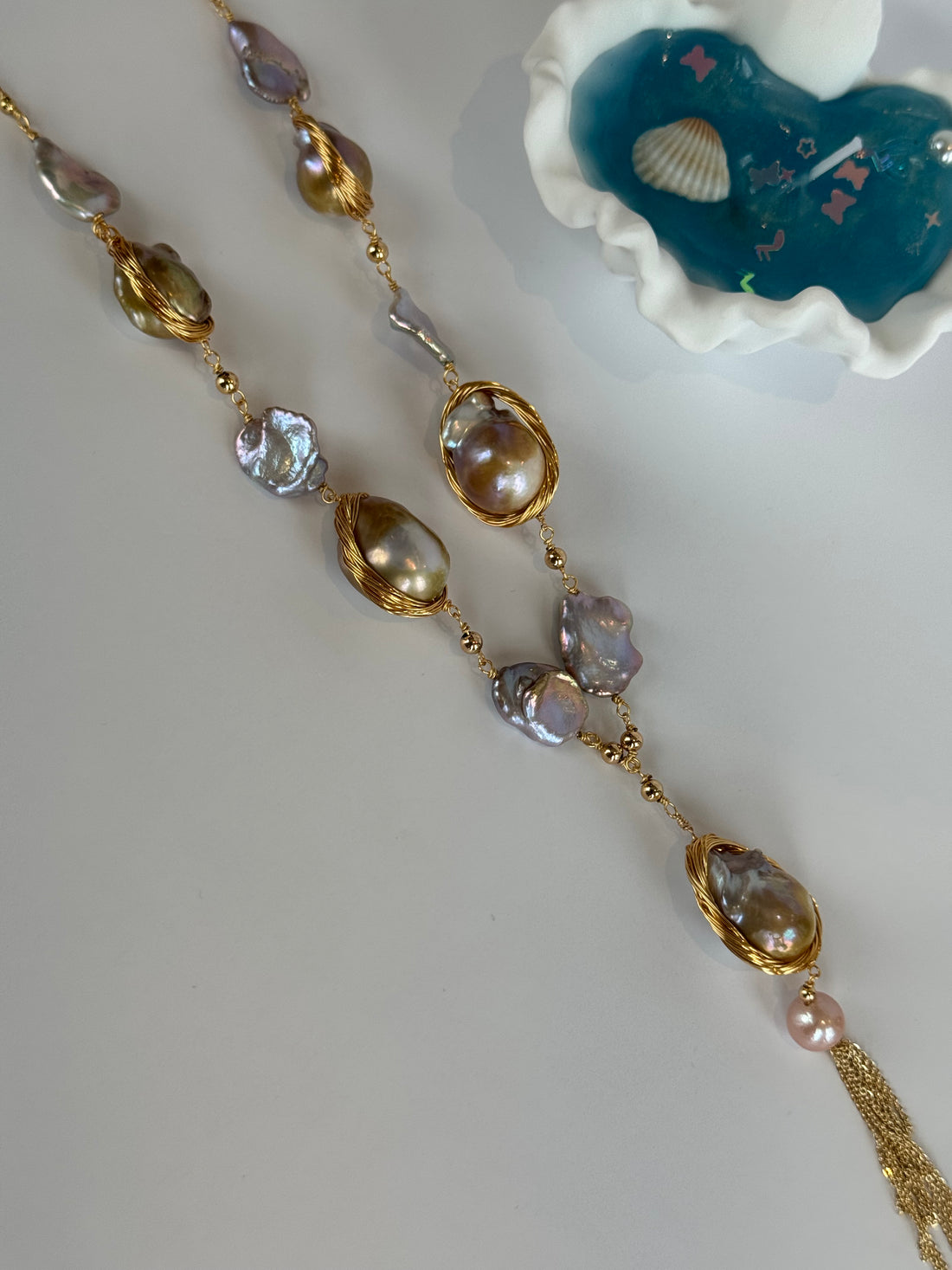 Baroque Freshwater Pearl Long Necklace | 9–13mm &amp; 13–23mm · Irregular · Natural Lavender · Adjustable Length · 90cm