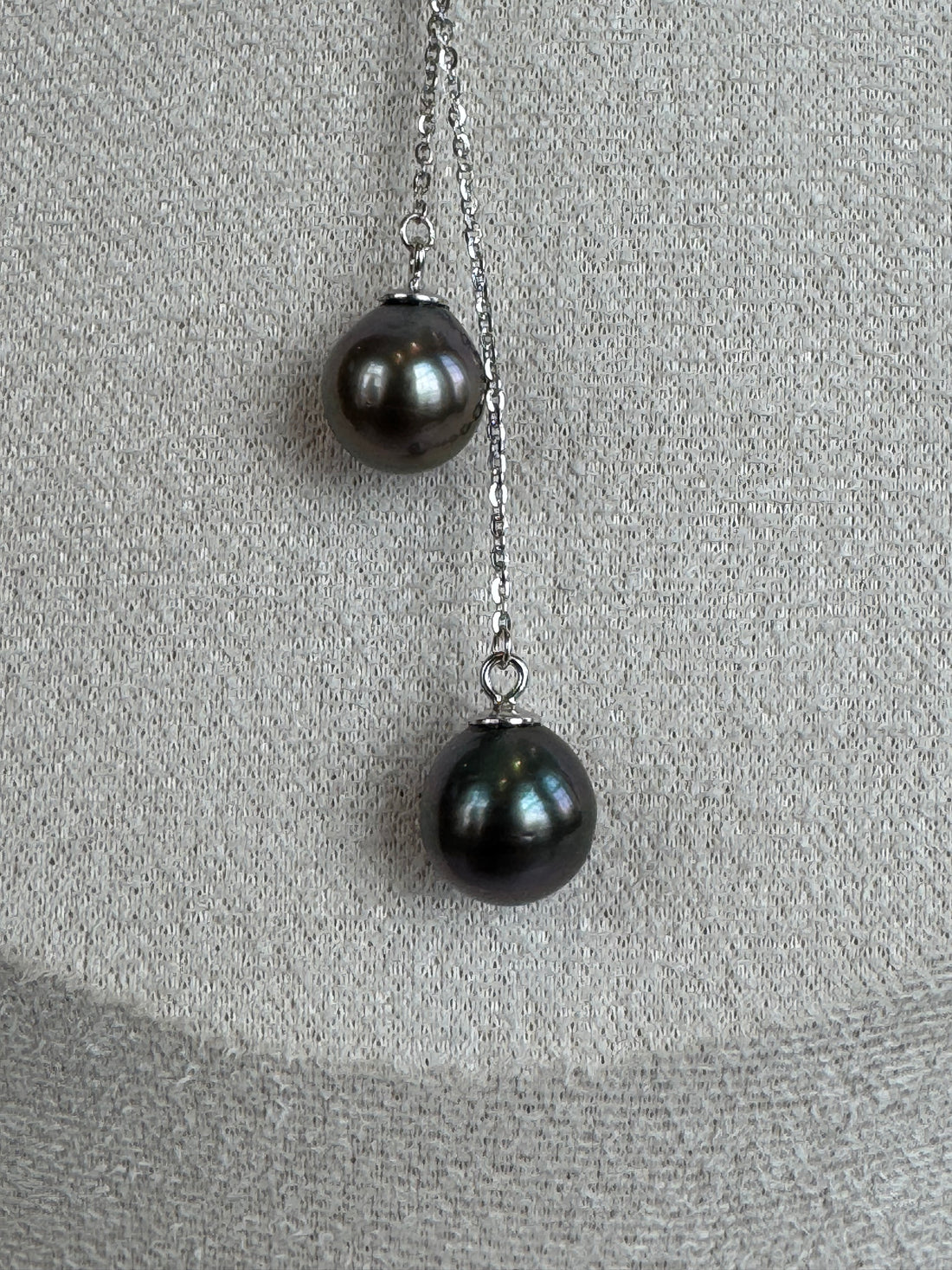 Tahitian Pearl Adjustable Drop Necklace | 9–10mm · Teardrop · Peacock Green Overtone · High Luster · S925 Sterling Silver